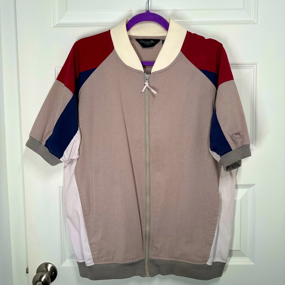 Vintage Christian Dior Short Sleeve Zip-Up Shirt Jacket